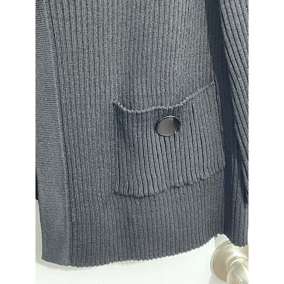 Toula Cardigan Sweater Size 6 Wool Blend Ribbed Knit Black Quiet Luxury NWT - Picture 3 of 7